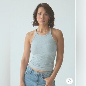Klassy Network Ribbed High Neck Brami in Heather Gray